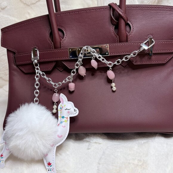 ✨ Handmade White Alpaca Pom Pom Bag Charm ✨ - Picture 2 of 2